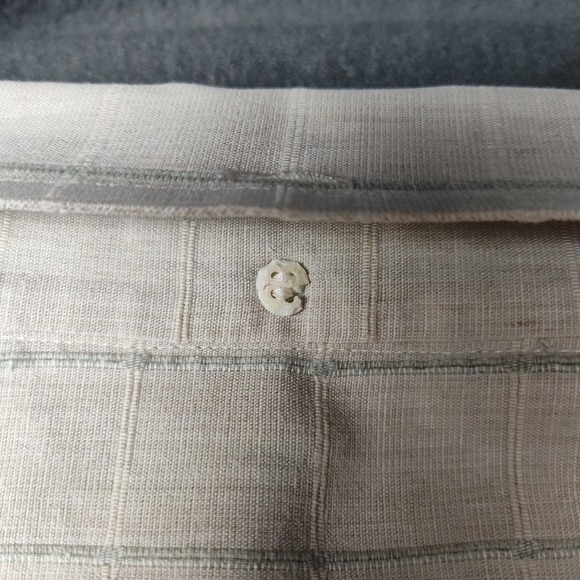 Canali Shirt Mens Large Beige Green Windowpane Button Down Linen Made in Italy - Picture 6 of 13